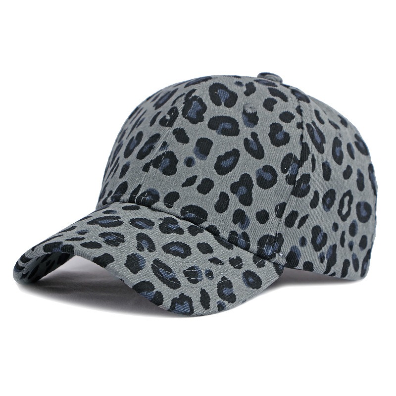 Kalahari — Casquette léopard en velours côtelé — Gris