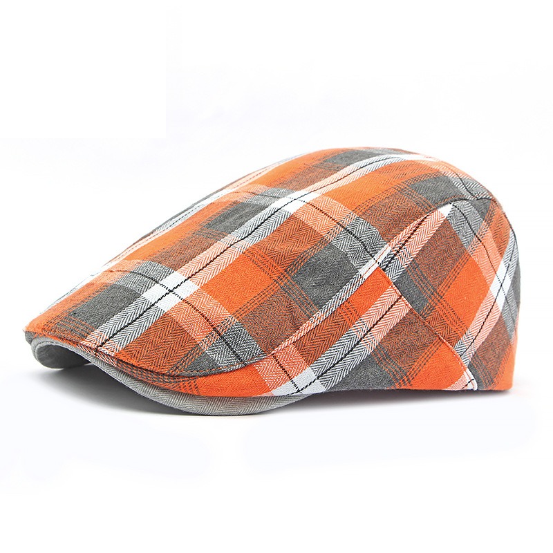 Vichy — béret à carreaux réglable — Orange