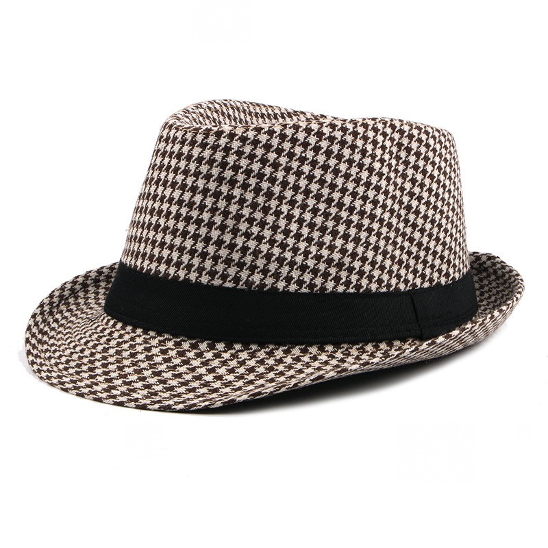 Dandy — chapeau jazz pied-de-poule — Beige et kaki