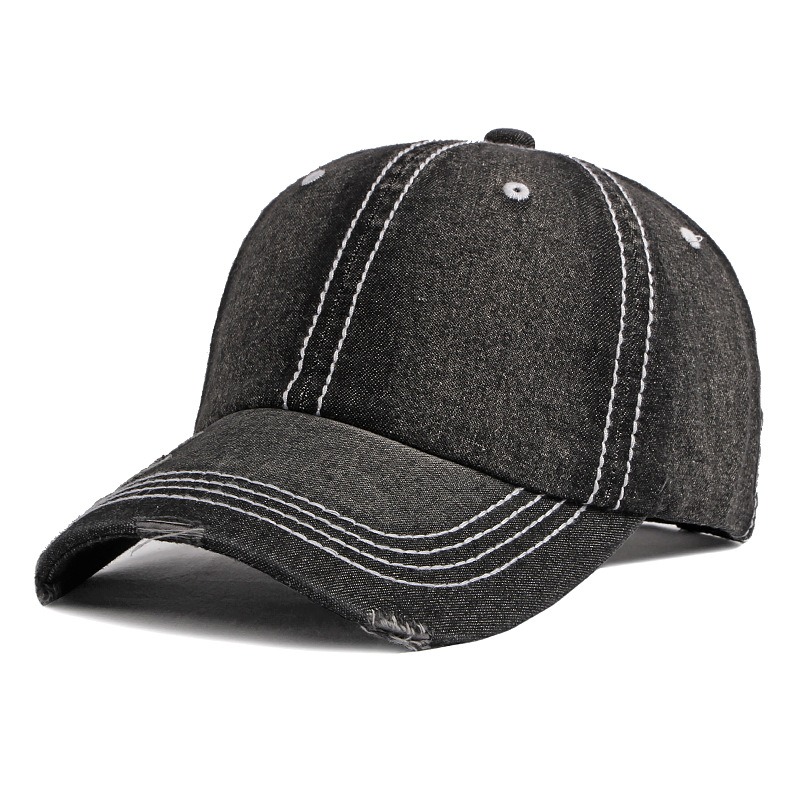 Indigo — casquette baseball en jean délavé — Noir