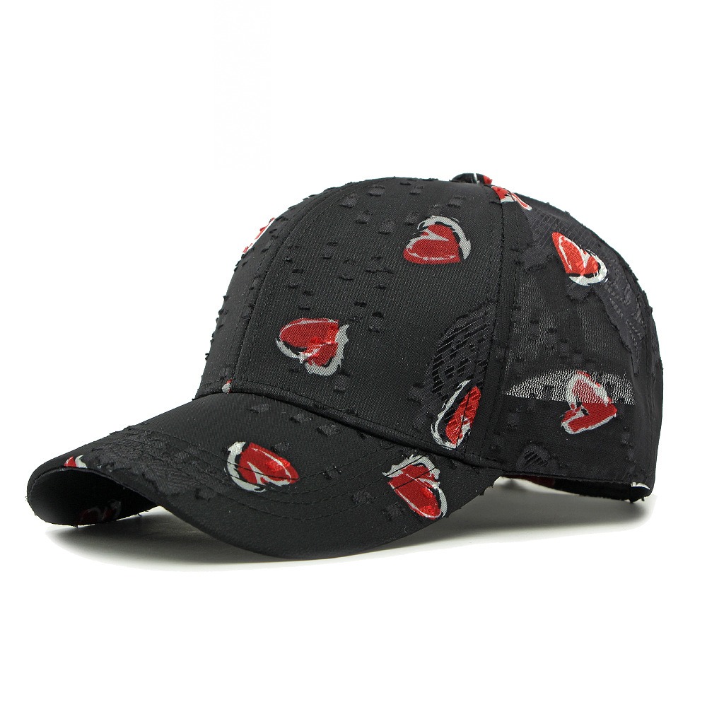 Corazón — casquette cœur réglable — Noir cœur rouge, réglable