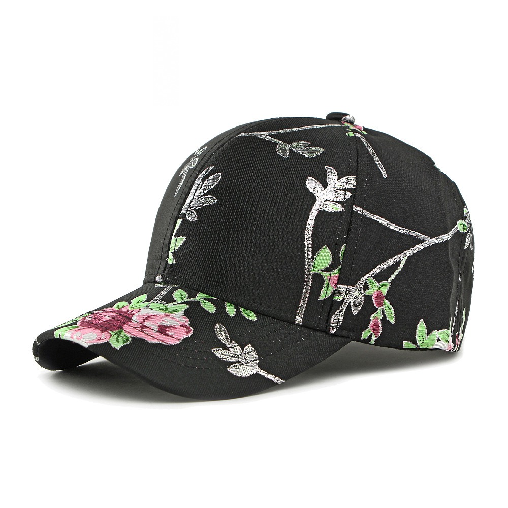 Amapola — casquette fleurie réglable — Noir