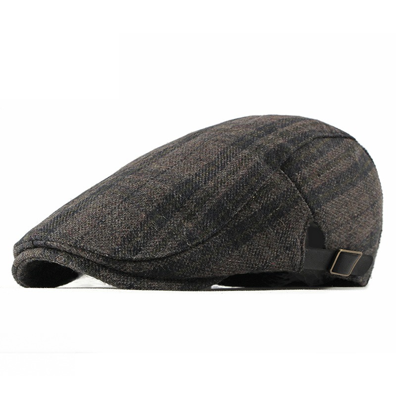 Mirlo — béret à visière courte à carreaux — Bleu marine à carreaux