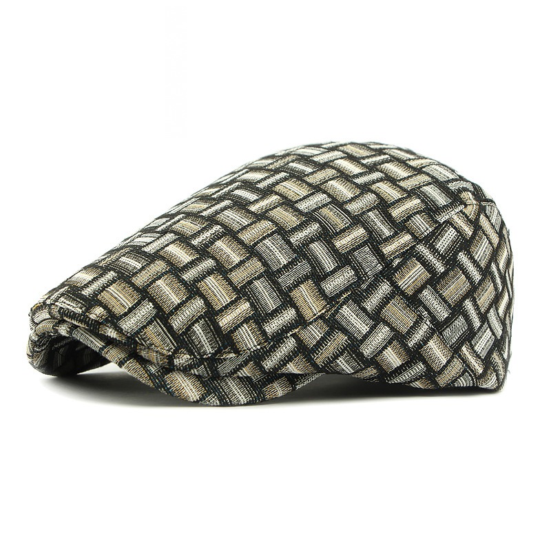 Séville — béret à carreaux — Noir et café à carreaux