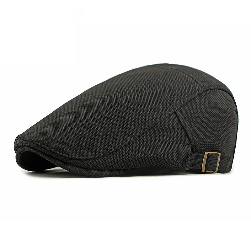 Nava — béret à visière courte uni — Noir