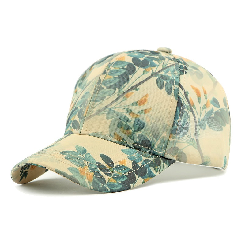 Cusco — casquette de baseball florale — Khaki à fleurs jaunes